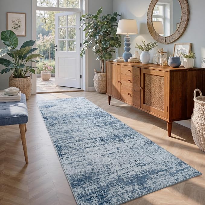 2x6 Ft Washable Runner Rug, Non-Slip Low Pile Hallway Kitchen Area Rug by Cuzwlovita
