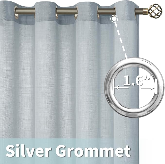 63 Inch Length Faux Linen Curtains - Image 5