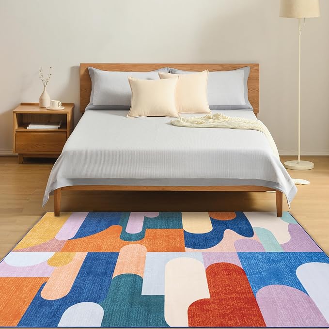 Living Room Rug 6x9 Candy Area Rug Machine Washable Carpet Non Slip Indoor - Image 3