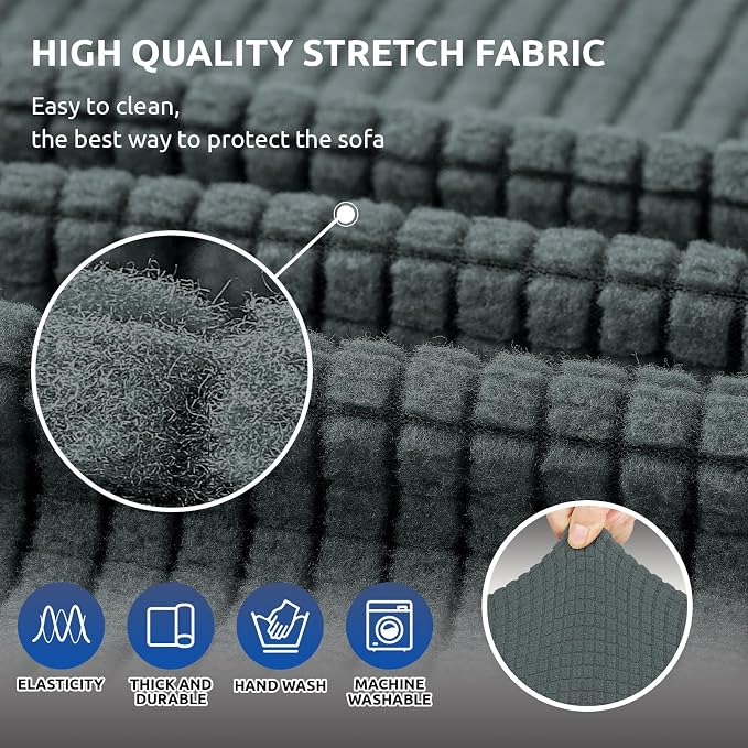 Stretch Couch Covers for Sofa, 3 Cushion Couch Slipcover, Elastic Bottom for - Image 5