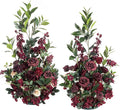 Ling's moment 41" Tall Fall Free Standing Artificial Flowers Arrangements 2pcs Wedding Aisle Runner Chair Decoration Fake Bordeaux Red for Arch Entryway Ceremony Reception Church Rose Floral Party