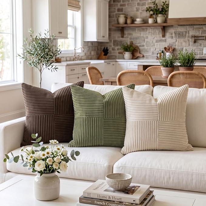 Fancy Homi 2 Packs Olive Green Big Decorative Throw Pillow Covers 24x24 Inch - Image 2