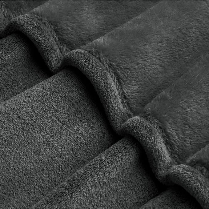 BEDELITE Fleece Blanket Soft Oversized Bed Blanket Charcoal Grey 120"x120" | - Image 4