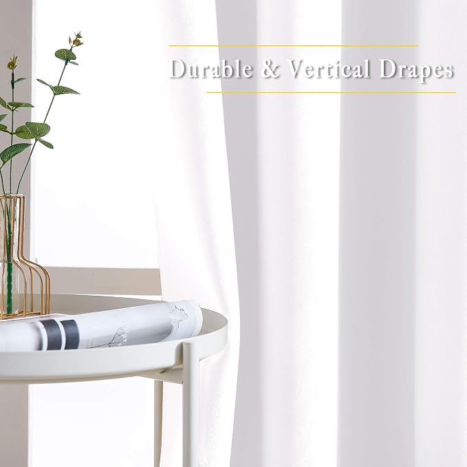 NICETOWN Pure White Curtains 2 Panels 84 inches Long - Image 5