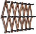 WGFKVAS Expandable Coat Rack, Accordion Wall Hangers, 19 Hooks Wooden Hat Rack Wall Mounted, Hat Hooks for Keys, Coffee Mug, Coats