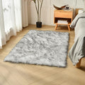duduta White Black Faux Sheepskin Fur Rug 3x5 ft, Fluffy Carpet Rug | Shag by duduta