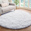 White Round Area Rug 4ft, Soft Bedroom Circle Rugs Floor Mat by ONASAR
