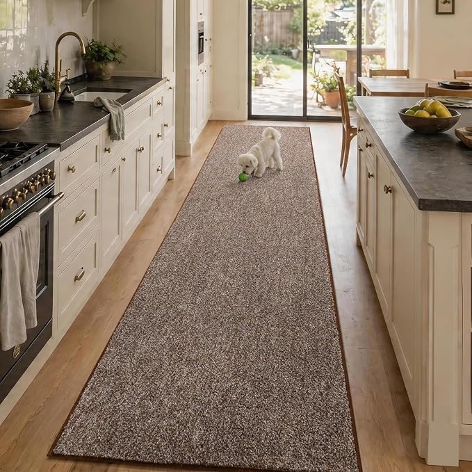 2x10 Coffee/White Runner Rug Washable Non-Slip by Unknown