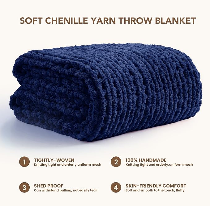 L'AGRATY Chunky Knit Throw Blanket - Image 3