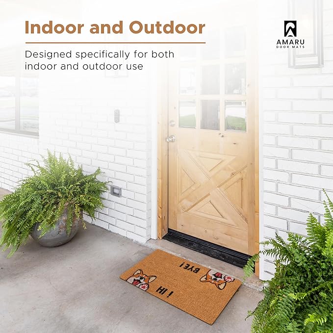 Coir Welcome Mat, Hi-Bye Dog, 24 x 36 in | 100% Natural Coir, Anti-Shedding - Image 4