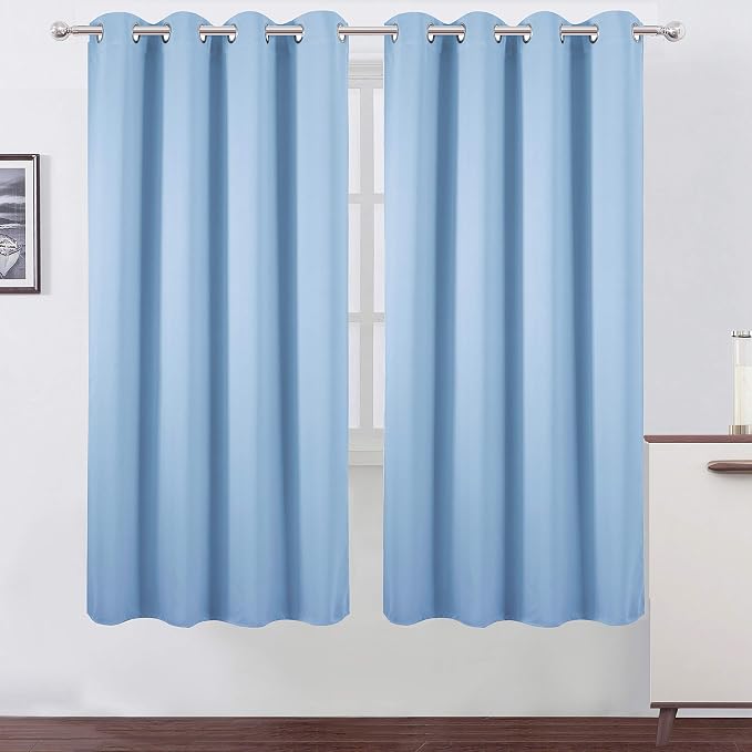 Sky Blue Thermal Blackout Curtains/52 x 72 Inch/Set of 2 Panels Room Darkening by Lemomo
