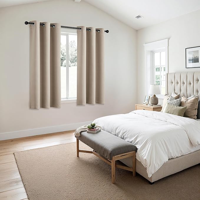 MIULEE Blackout Curtains for Bedroom 2 Panels 40 x 63 Inch Long Taupe | Thermal - Image 6