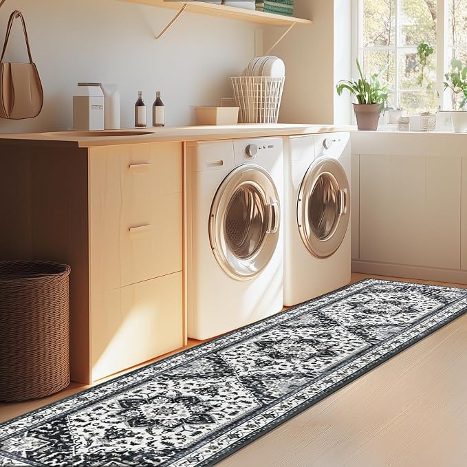 Yamaziot Washable Runner Rug, 2x8 Non-Slip Boho Vintage Hallway Kitchen Rug | - Image 7