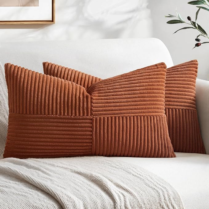 MIULEE Fall Rust Decorative Lumbar Throw Pillow Covers 12x20 Inch 2 Pack | Boho by MIULEE