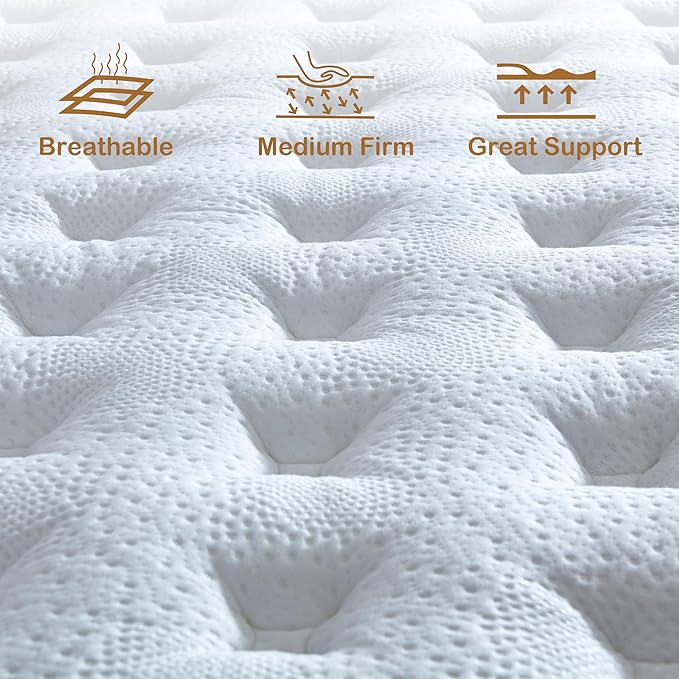 King Size Mattress, 12 Inch King Size Memory Foam Mattress in A Box for Comfort Sleep & Pain Relief, CertiPUR-US Certified, Medium Firm Mattresses