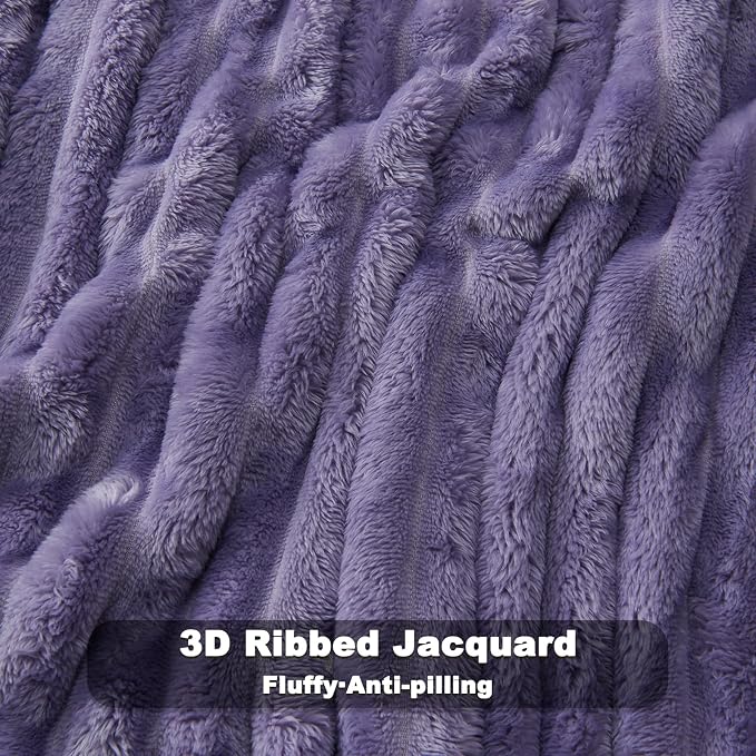 NEWCOSPLAY Fleece Ribbed Cozy King Blanket - Image 5