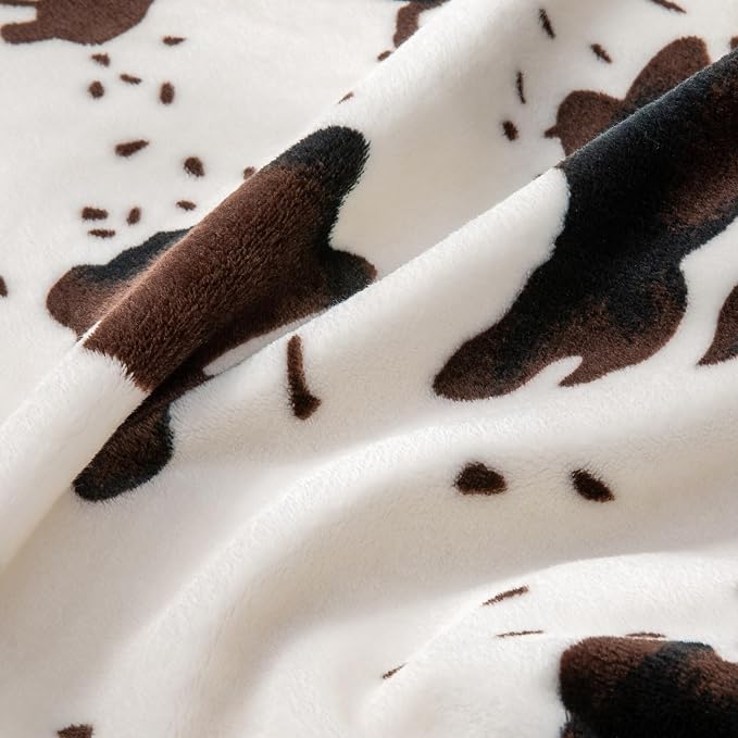 BEDELITE Fleece Blanket Soft Plush Twin Size Blanket Brown Cow 60"x80" | Ultra - Image 4