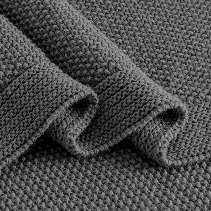 CozeCube Charcoal Grey Seed Stitch Throw Blanket 50"x60", Farmhouse Decor | - Image 8