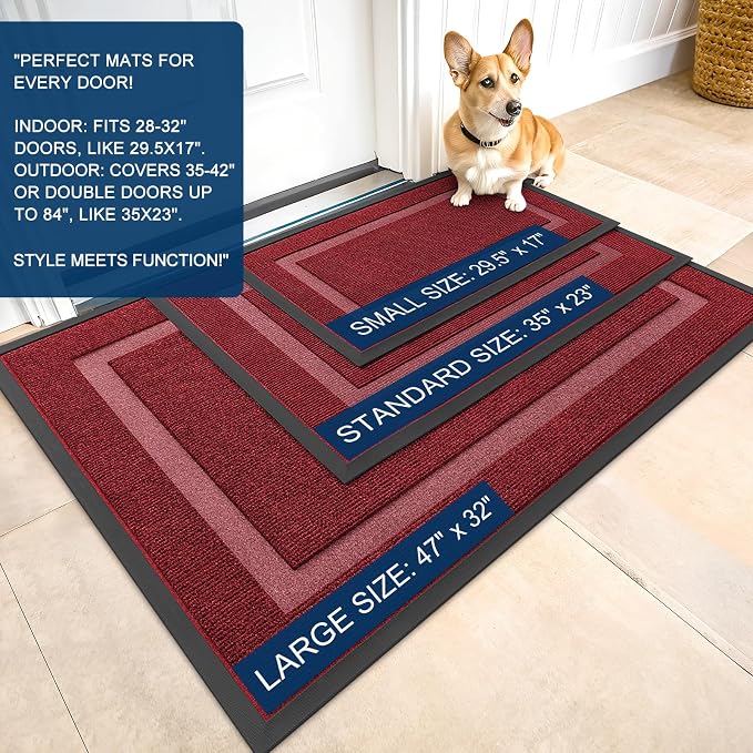 OLANLY Front Door Mat Outside 71x34, All-Season Heavy-Duty Rubber Doormat | - Image 2
