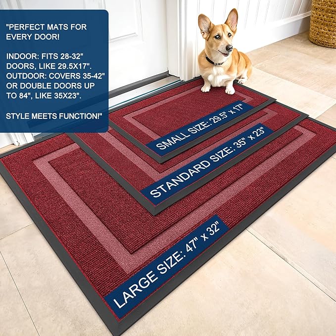 OLANLY Front Door Mat Outside 71x23, All-Season Heavy-Duty Rubber Doormat | - Image 2