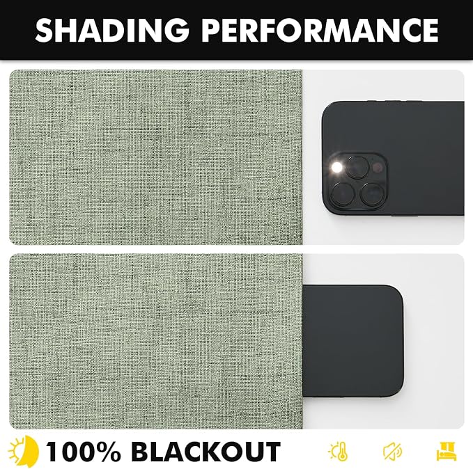 MIULEE 100% Blackout Linen Curtains 42 x 108 Inch Sage Green 2 Panel | Thermal - Image 7
