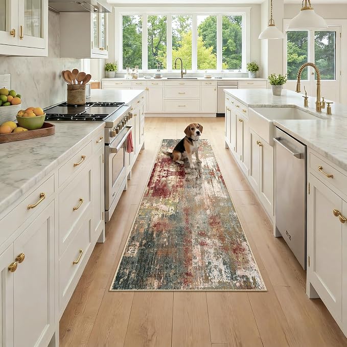 RELEANY Washable Runner 2'x7' Abstract Area Rug by RELEANY