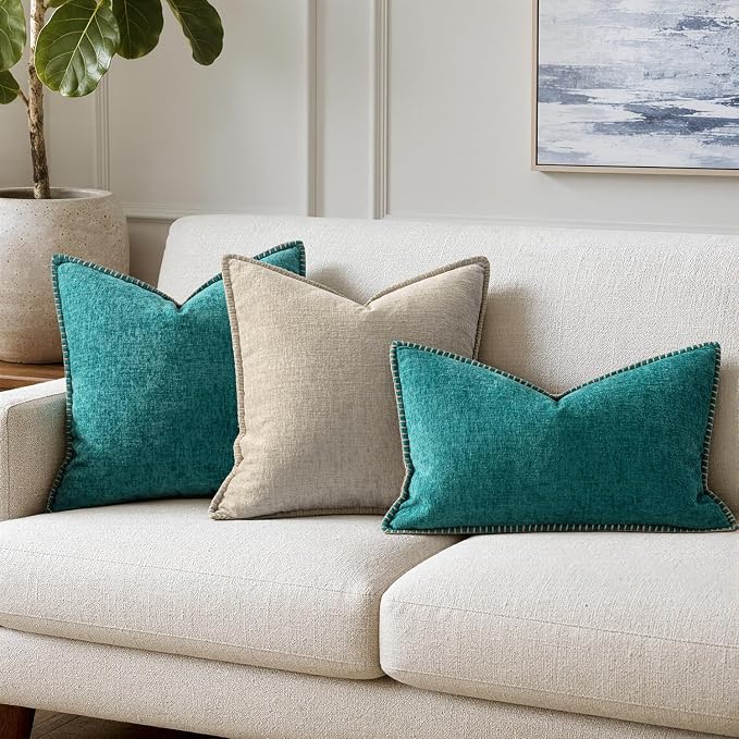 MIULEE Decorative Lumbar Throw Pillow Covers 12x20 Inch Teal 2 Pack | Farmhouse - Image 5