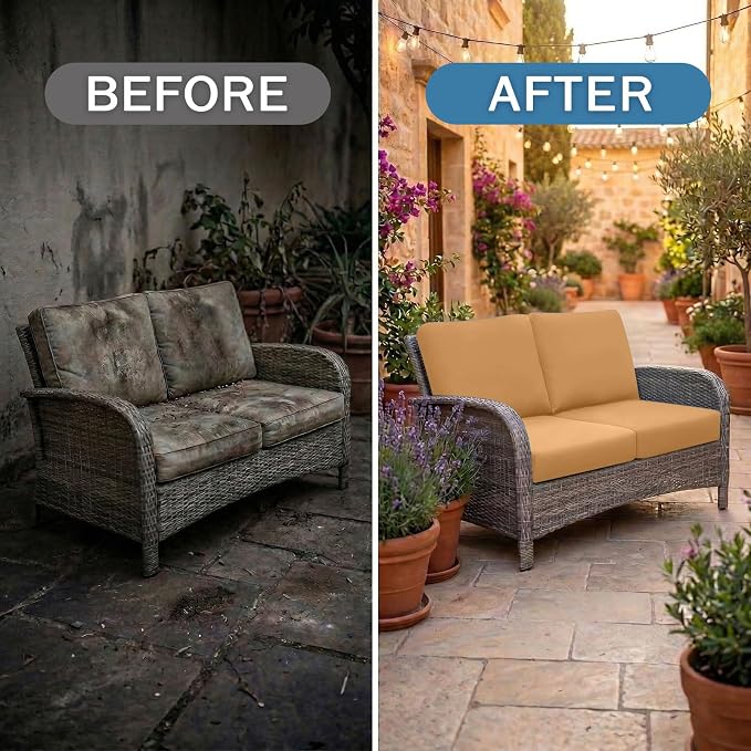 Waterproof Outdoor Cushion Covers, Stretch Patio Slipcovers | UV Resistant - Image 4