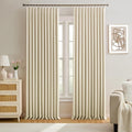Cream Beige Blackout Pinch Pleated Curtains 95 Inches Long, Privacy Window by KEQIAOSUOCAI