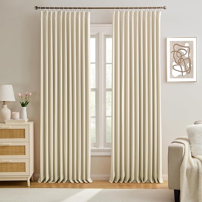 Cream Beige Room Darkening Privacy Curtains 84 Inches Long 72 Inch Wide by KEQIAOSUOCAI