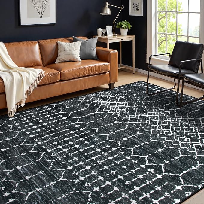 Lahome Moroccan Black Area Rugs 6x9 Living Room by Lahome