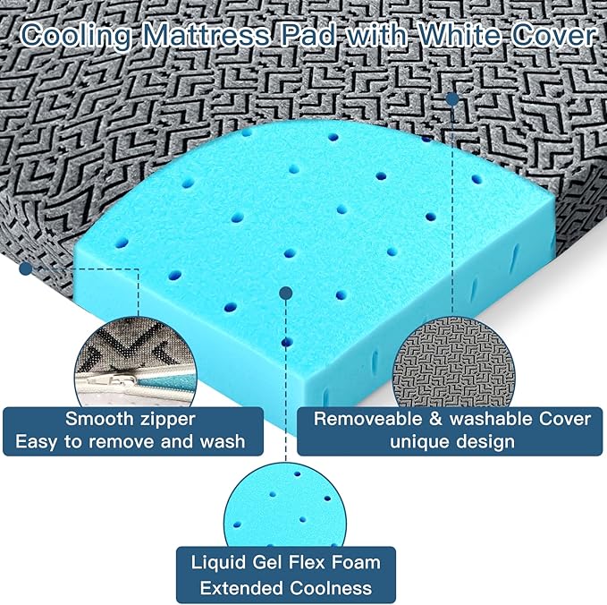 Airensky 3 Inch Memory Foam Mattress Topper, Cooling Gel Infused High Density King (76"x80") Topper with Removable Skin-Friendly Cover, Bed Topper for Pressure Relief Back Pain, CertiPUR-US Certified