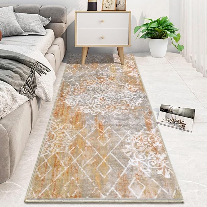 HEBE Hallway Runner Rug 2'x6', Washable Non Slip Kitchen Rug Runner | Soft Boho - Image 7