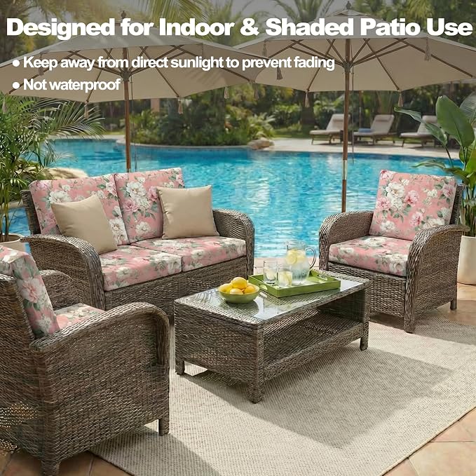 CALBODE 8 Pcs Stretch Outdoor Seat Cushion Covers, Breathable, Indoor/Outdoor - Image 4