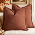 MIULEE Linen Fringe Decorative Fall Throw Pillow Covers Late Autumn 18x18 | Set by MIULEE