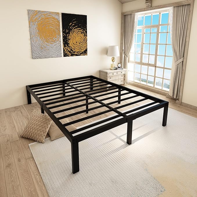 45MinST 14 Inch Reinforced Platform Bed Frame/3500lbs Heavy Duty/Easy Assembly Mattress Foundation/Steel Slat/Noise Free/No Box Spring Needed, Full