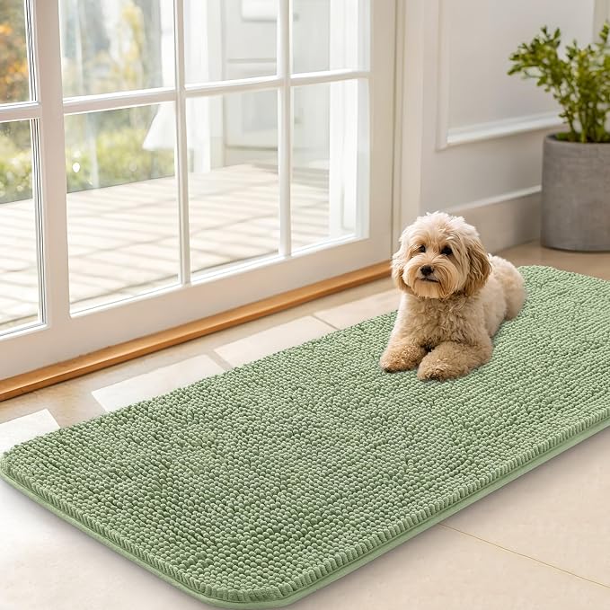 OLANLY Dog Door Mat for Muddy Paws 47x20, Super Absorbent Chenille Mud Mat | by OLANLY