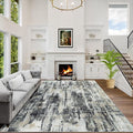 6x9 Area Rugs for Living Room: Washable Abstract Black Grey Gold Carpet | by GENTDRIZZ