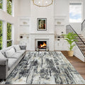 9x12 Area Rugs for Living Room: Washable Abstract Black Grey Gold Carpet | by GENTDRIZZ