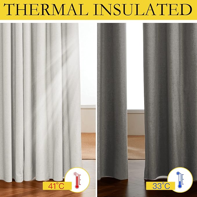NICETOWN 100% Absolutely Blackout Linen Curtains - Image 2