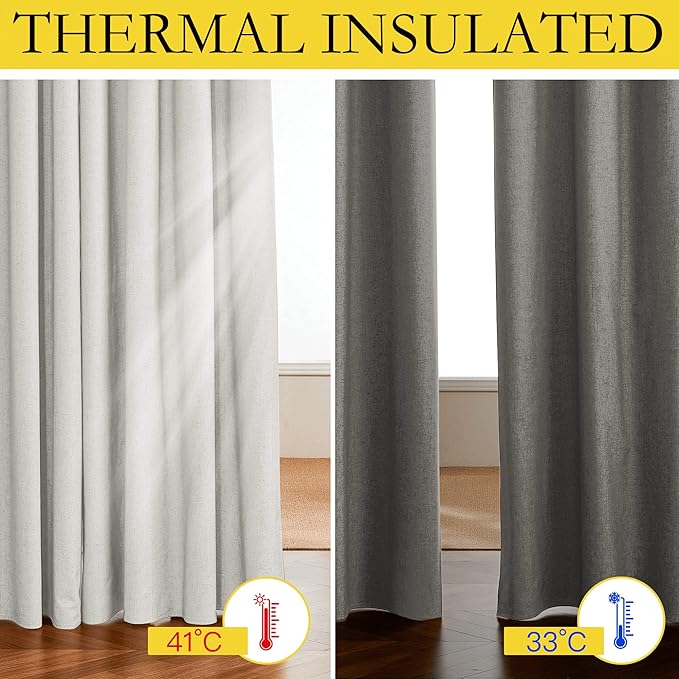 NICETOWN 100% Blackout Linen Curtains - Image 5