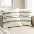 MIULEE Set of 2 Sage Green Boho Decorative Pillow Covers 22x22 Inch | Farmhouse by MIULEE