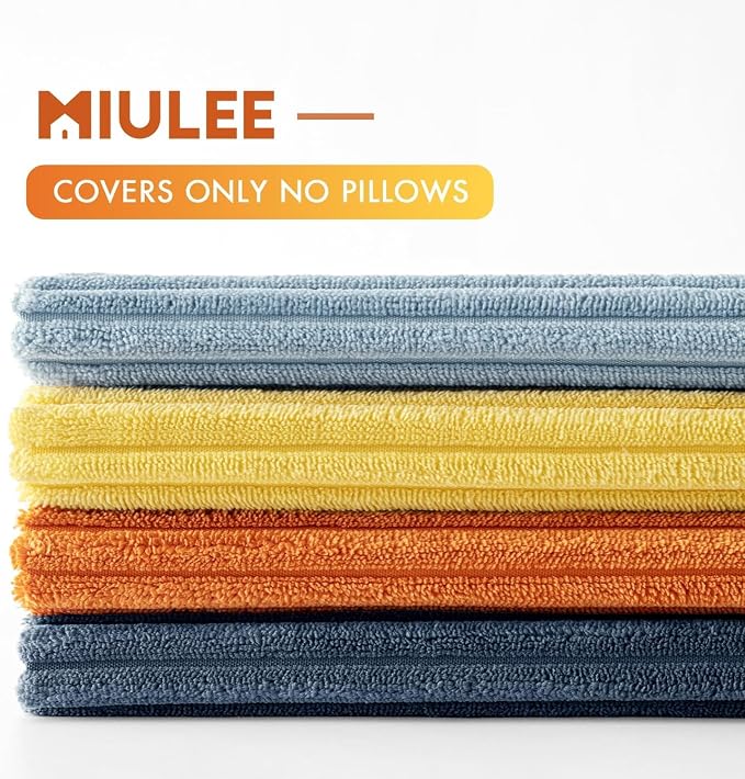 MIULEE Soft Corduroy Decorative Throw Pillow Covers Blue-Orange 20x20 | Set of 4 - Image 7