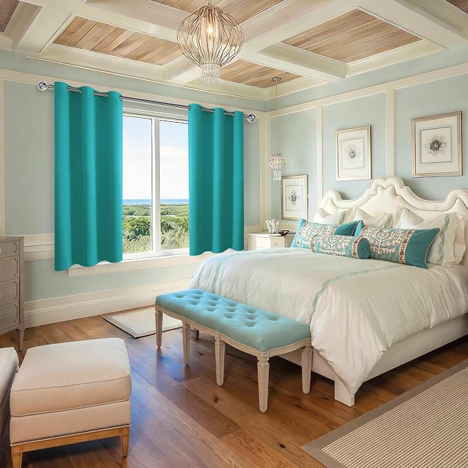 Blackout Curtains for Bedroom, Peacock Teal, 38 x 54 Inch, 2 Panels | Light - Image 6