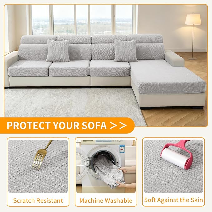 XINEAGE Couch Cushion Covers, Loveseat Seat Slipcovers - Image 6