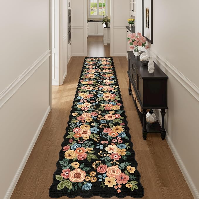 DUKINO 2.6x14 Runner Rug, Floral Washable Rug - Image 5