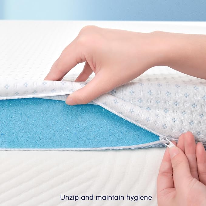 Subrtex Mattress Topper, Gel-Infused Memory Foam Mattress Topper, High Density Bed Topper Pad with Breathable Removable Cover, CertiPUR-US Certified for College and Dorm (3 Inch, Twin XL)