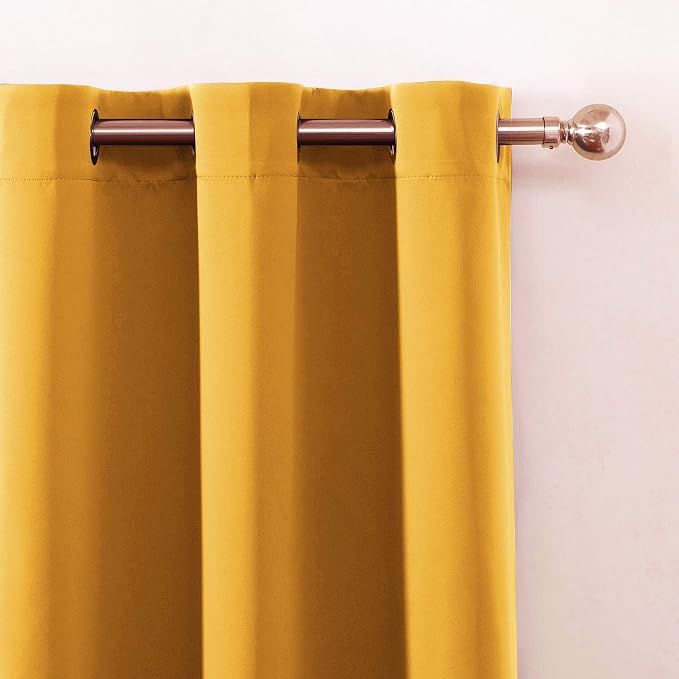 Yellow Thermal Blackout Curtains/52 x 84 Inch/Set of 2 Panels Room Darkening - Image 7
