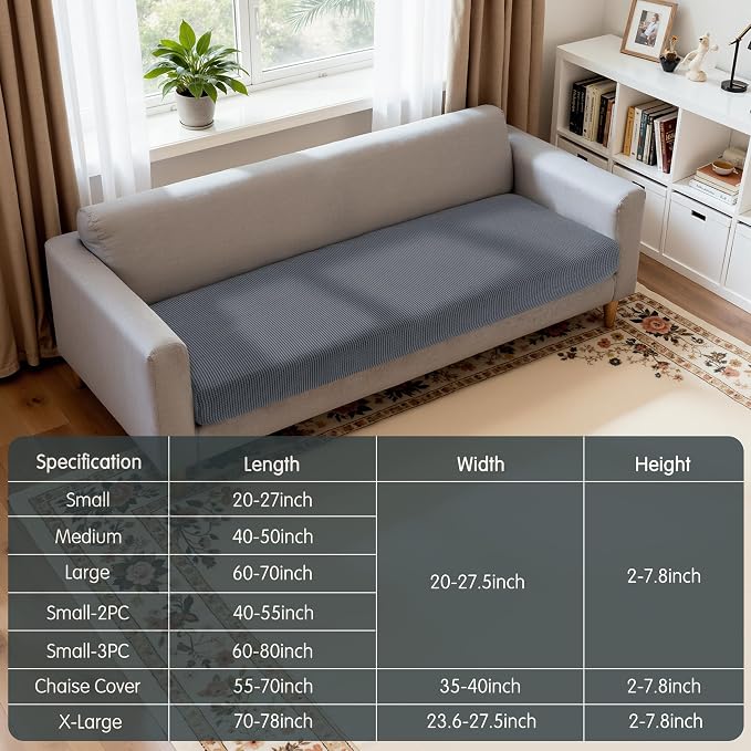 Hokway Stretch Couch Cushion Covers, Stretch Sofa Cushion Covers, Washable - Image 2