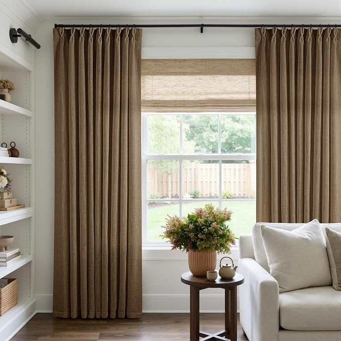 Dutch Cocoa Pinch Pleat Linen Curtains 90 Inches Long 60 Inch Wide 1 Panel | by Twodrapes